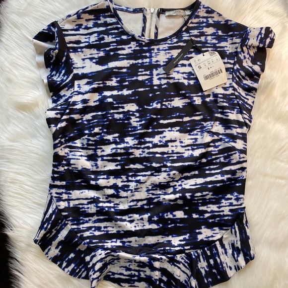 Zara Abstract Print, Flounce Woman’s Blouse - Picture 5 of 6